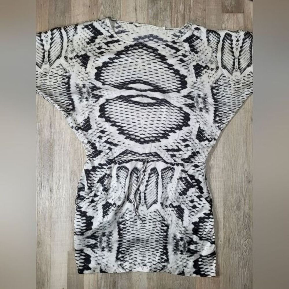 silk 12th St. by Cynthia Vincent Dress W/S White Black Snake skin LN/NWT - Picture 4 of 10